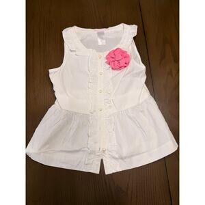 Janie and Jack White Ruffle Peplum Top Size 6 | Spring Gala | Pearl Buttons Pink